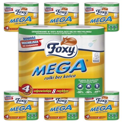Foxy Mega Endlos Toilettenpapierrollen (4 Rollen, 7 Packungen)