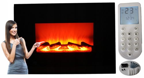 Wandkamin mit elektrischer Heizfunktion PRO-LUX ELEKTROKAMIN schwarz 1800 W 66 x 46 x 11 cm