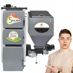    Pleszewskie Kotły Doppelfunktionsofen mit Stahltank für Öko-Erbsenkohle 12 kW