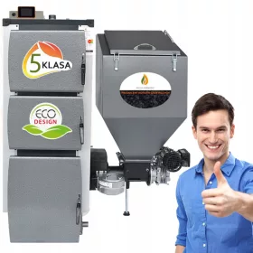    Pleszewskie Kotły Doppelfunktionsofen mit Stahltank für Öko-Erbsenkohle, 19 kW