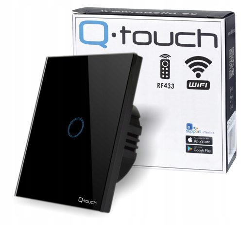 Single-Touch-Schalter, Unterputz, fernbedienbar Qtouch schwarz QBP.W1.WIFI-TOUCH