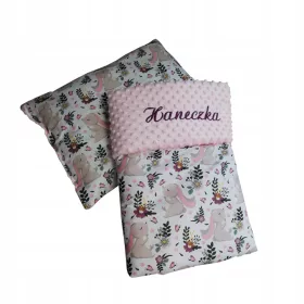  SET Baumwolle + MINKY 100x135 STICKEREI Kindername