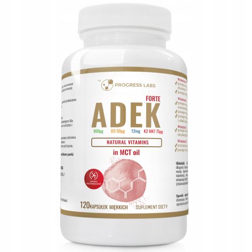 NATÜRLICHE VITAMINE A, D3, E, K2 MK7 FORTE in MCT-Öl von Progress Labs