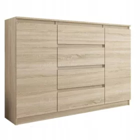  Mobene Moderne Kommode 140 x 40 x 98 cm, matte Sonoma-Eiche