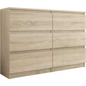  Mobene Moderne Kommode 140 x 30 x 77 cm, matte Sonoma-Eiche