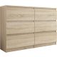  Mobene Moderne Kommode 140 x 30 x 77 cm, matte Sonoma-Eiche