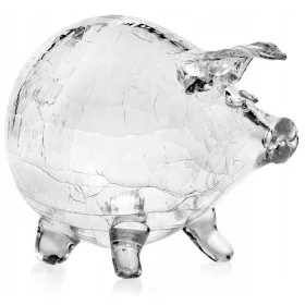 Großes PIG-Sparschwein aus Glas 'Crackle'
