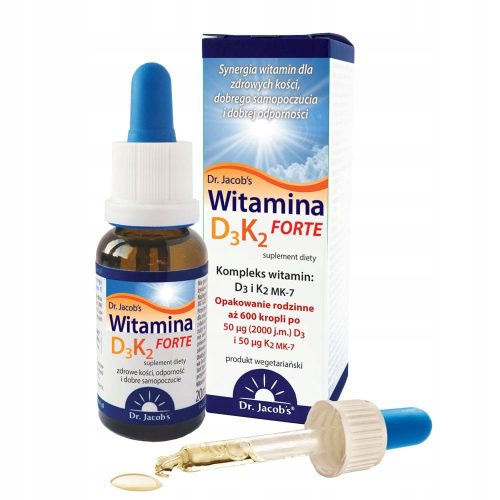 Dr. Jacobs Vitamin D3K2 MK-7 Forte Tropfen für Vegetarier - 20 ml, bis zu 300 Portionen
