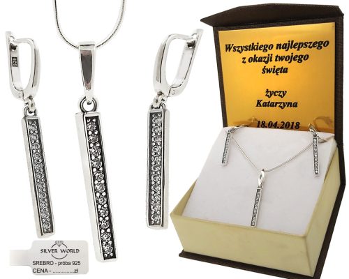  SCHMUCK-Set 925. SWAROVSKI Strasssteine + GRAVUR