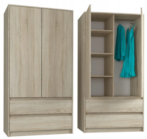 Mobene Moderner Kleiderschrank 90 x 180 x 51 cm, Sonoma-Eiche