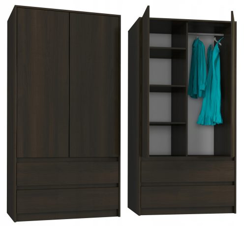  Mobene Moderner Kleiderschrank 90 x 180 x 55 cm Wenge-Schublade