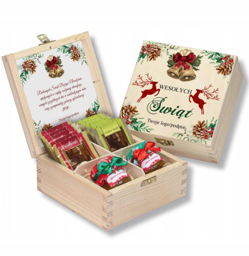  Weihnachtskorb-Geschenkset, Honigtee, Nikolaustagsgeschenk, Logo-Aufschrift