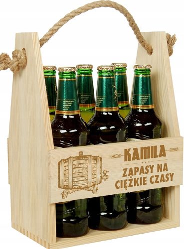 Coole, lustige Gadgets Holz-Bierträger als Geschenkbox mit Gravur