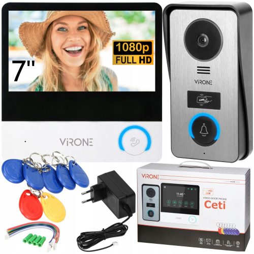 VIDEO-INTERPHONE FULL HD 7" MENÜ PL RFID-LESER CANOPY GATE GATE