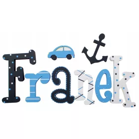  Wandbuchstaben mit 6 Buchstaben und 3 Dekoren