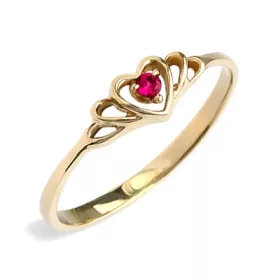  GOLDHERZ-Ring mit RUBIN. Verlobung w24h