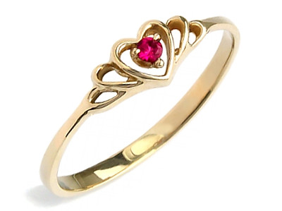  GOLDHERZ-Ring mit RUBIN. Verlobung w24h