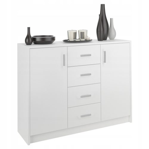  Mobene Moderne Kommode 110 x 35 x 85 cm, mattweiß