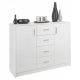  Mobene Moderne Kommode 110 x 35 x 85 cm, mattweiß
