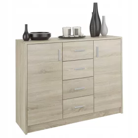  Mobene Moderne Kommode 110 x 35 x 85 cm, matte Sonoma-Eiche