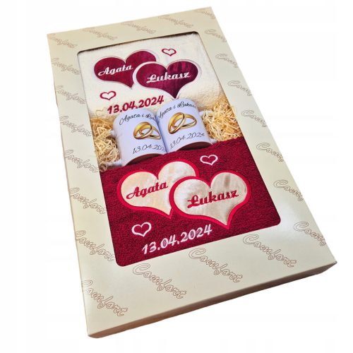  Handtücher mit bestickten Tassen, Geschenk zum Hochzeitstag