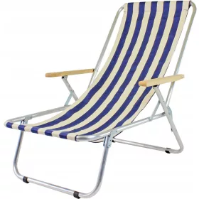    E-Sezon Liegestuhl Strandliegestuhl, Aluminium, Blau und Marineblau