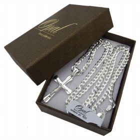  925 SILBER HERRENKETTE 50 CM KREUZ + GRAVUR