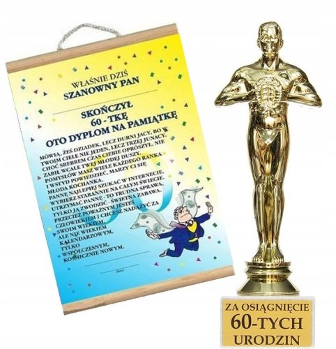 Coole, lustige Gadgets Statuette und Diplom, Lorbeergeschenk zum 60. Geburtstag des Herrn