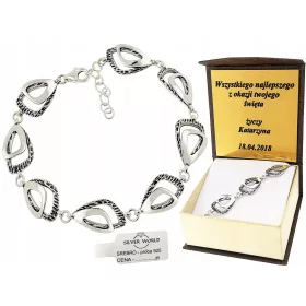  SCHÖNES DURCHGEBUNDENES SILBERARMBAND + GRAVUR