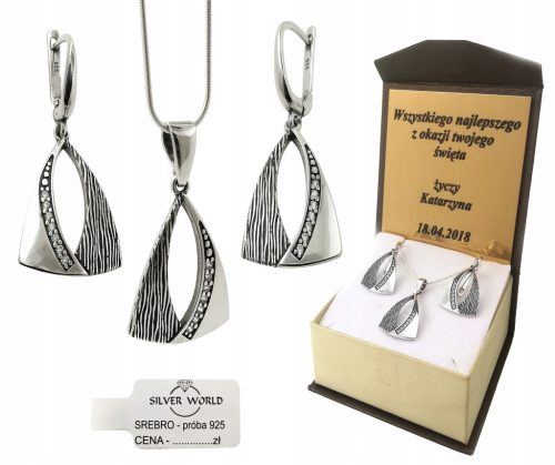 SCHMUCKset 925 SWAROWSKI Strasssteine + GRAVUR