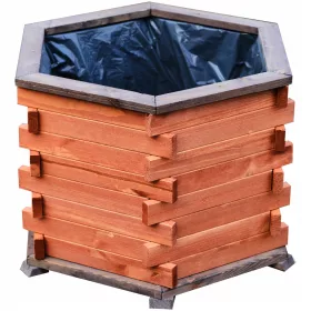    KONIUSZEK OGRODY Blumentopf 62 cm x 62 x 42 cm Durchmesser 62 cm Holz Graphit, Braun- und Beigetöne
