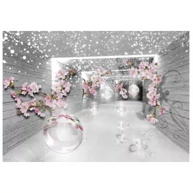  3D OPTISCHE Fototapete TUNNEL FLOWERS BOARDS 368x254