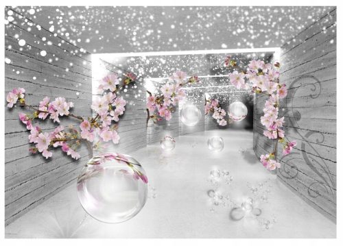  3D OPTISCHE Fototapete TUNNEL FLOWERS BOARDS 368x254