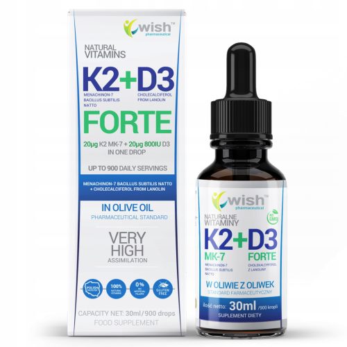 Natürliches Vitamin K2 MK-7 + D3 Forte in Tropfenform 30ml
