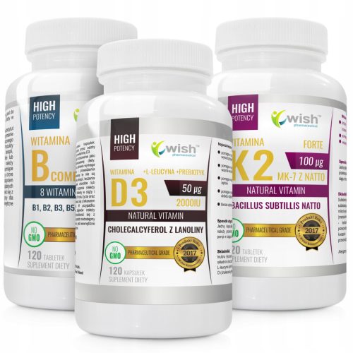Vitamin K2 MK-7, D3 2000IU & B-Komplex – Stärkendes Supplement-Set