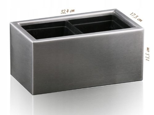  Enigma-Art Blumentopf 32,4 cm x 17,3 x 15,5 cm Edelstahl in den Farbtönen Grau und Silber