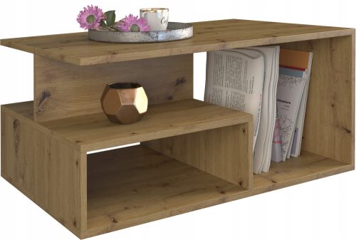  Top E Shop Couchtisch mit Regalen, Artisan-Eiche, 90 x 51 x 43 cm