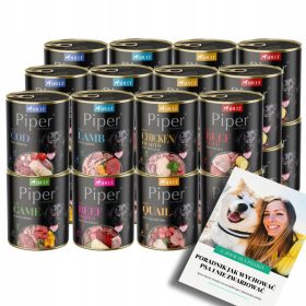    DOLINA NOTECI PIPER Nassfutter für HUNDE MIX 8 Geschmacksrichtungen 24x 800g + EBOOK DOG