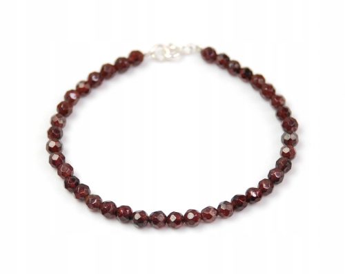  Armband mit natürlichen Granaten, 4 mm großen facettierten Kugeln