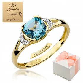    Verlobungsring aus 585er Gold mit Topas und Diamanten, jede Größe