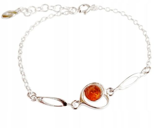  PROMI-ARMBAND mit BERNSTEIN-SILBER-Herz