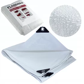   Robuste Schutzplane 6x8m, UV-beständig und wasserdicht, weiß