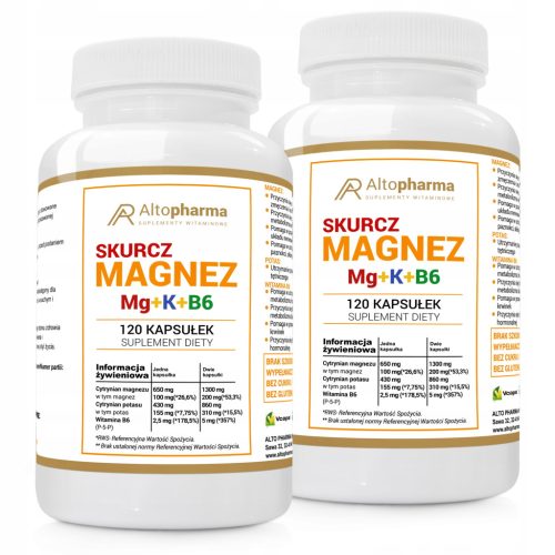 Magnesiumcitrat + Kaliumcitrat + Vitamin B6 (P-5-P) von Altopharma® - Vegane Forte-Kapseln