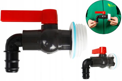 Anschlüsse, Ventile, Düsen für die Gartenbewässerung Wasserhahn 3/4-Ventil IBC-Hahn + Stopfen in das Fass eingeschraubt