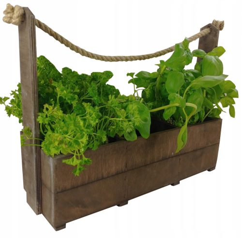  Braune Holzkiste für Blumen und Kräuter