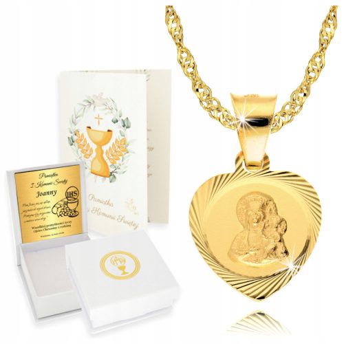  Kette Goldmedaillon Taufe Kommunion Gravur