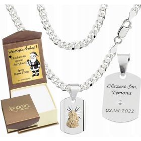    Volldiamant-Silber-Rüstungskette mit kostenlosem Gravur-Medaillon