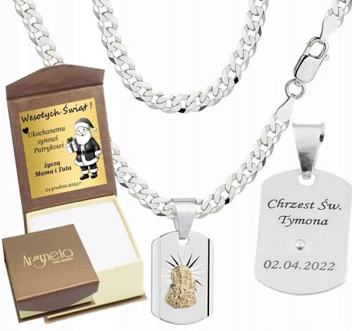  Volldiamant-Silber-Rüstungskette mit kostenlosem Gravur-Medaillon