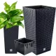  Prosperplast-Blumentopf, 32,5 cm x 32,5 x 62 cm, Durchmesser 1 cm, Kunststoff in den Farben Grau und Silber