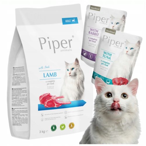  PIPER STERILISIERTES TROCKENFUTTER DOLINA NOTECI LAMM FÜR KATZE 3KG + GRATIS